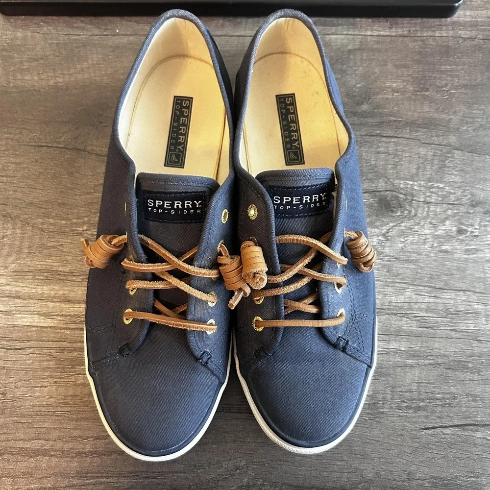 Sperry Top-Sider Shoes‎ Womens Size 8.5 Canvas Lace Up Boat Casual STS90550